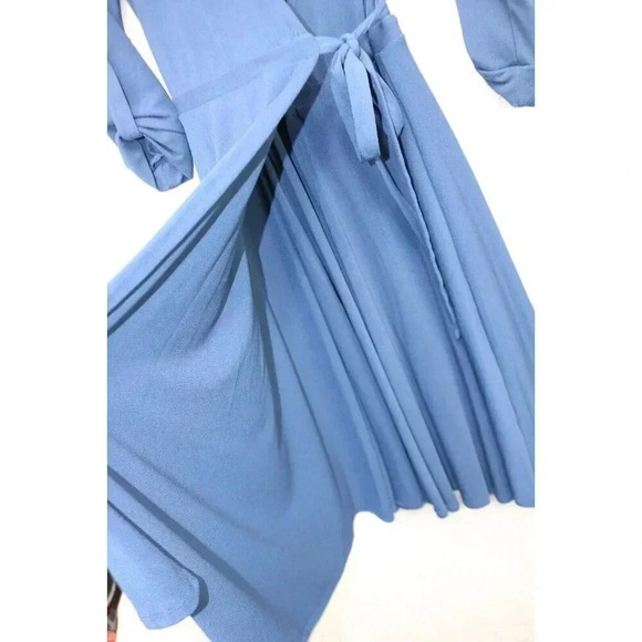 Modcloth Navy Blue Midi Wrap Dress-Size Small-Roll Tabbed 3/4 Sleeves - Picture 7 of 11